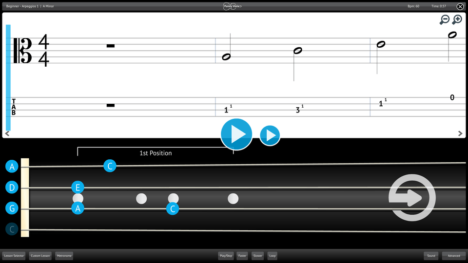 Purely Viola Screenshot Lesson Selector