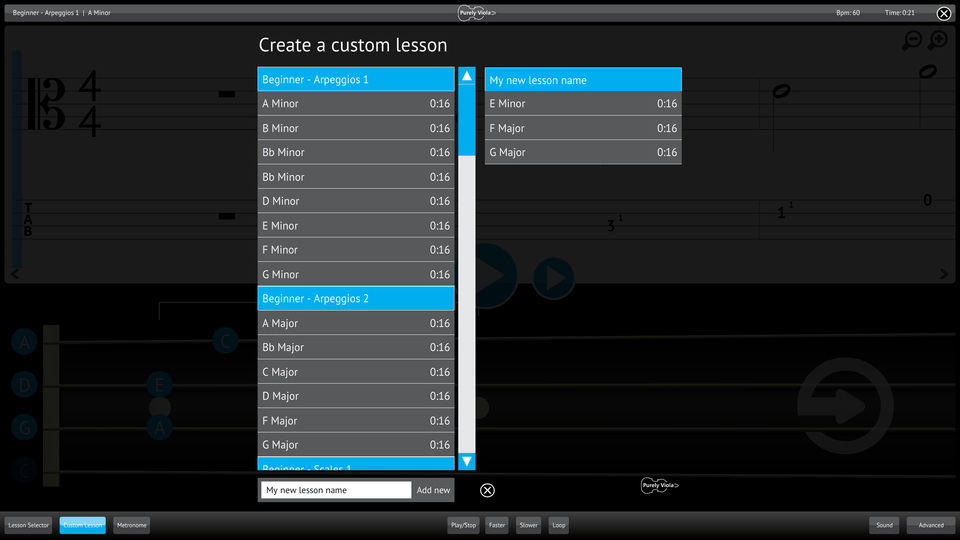 Purely Viola Screenshot Custom Lesson